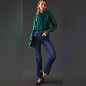 MOTHER The Hustler High-Rise Ankle Fray Jeans Home Movies Wash Size 30